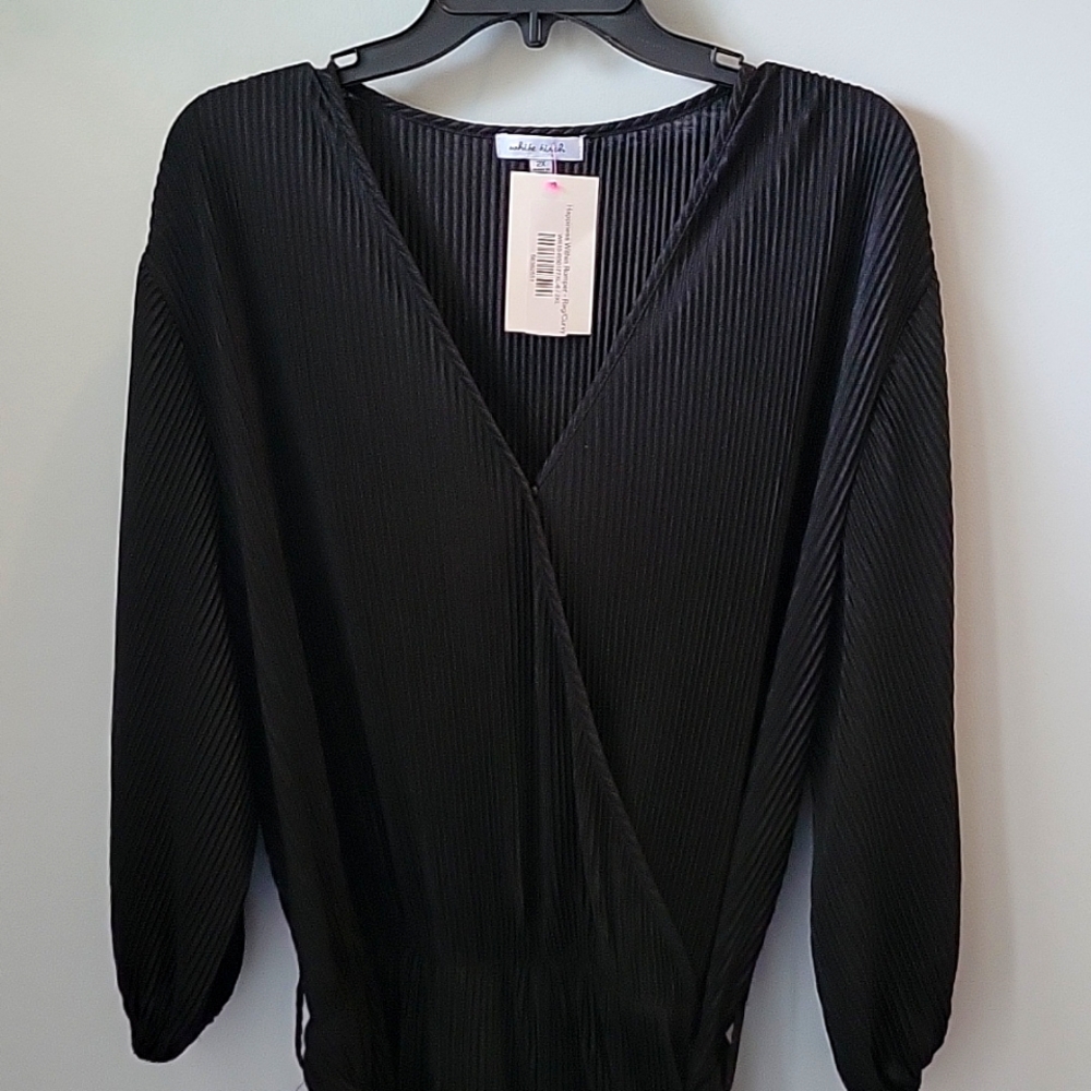 BLACK RIBBED ROMPER - SIZE 2XL